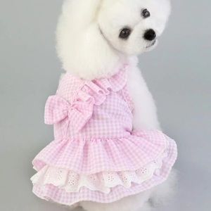COPY - Pink gingham ruffle dog dress